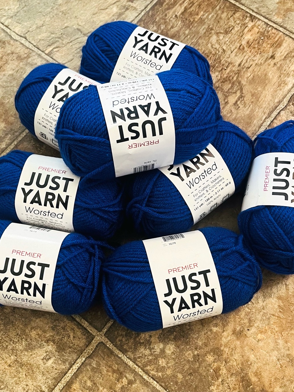 NWT Premier Just Yarn Worsted Royal Blue Lot of 8 Skeins